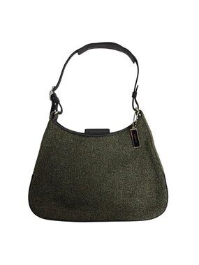 Vintage COACH Legacy West Hobo Green Wool Leather Shoulder Bag + Tag 8125 Y2K